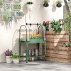 Outsunny Raised Garden Bed with Greenhouse Cover, Metal Outdoor Elevated Planter Box with Lockable Wheels, Storage Shelf and Drainage Hole, Green - 2 of 4