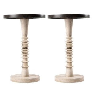 COZAYH Pedestal Tray Top End Table for Drinks, Lamps or Plants, Black, Set of 2 - 1 of 4