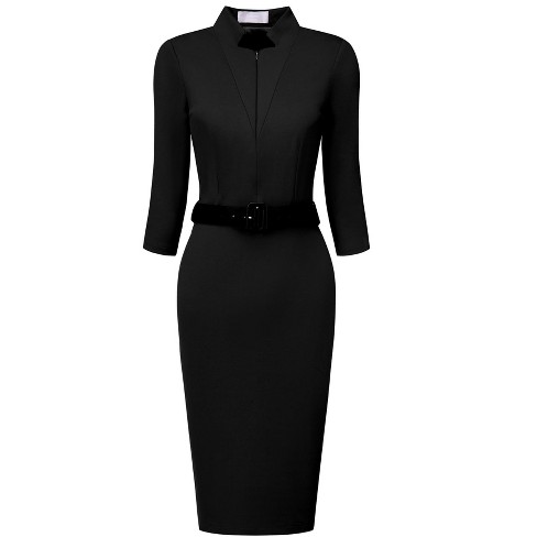 Black long outlet sleeve pencil dress