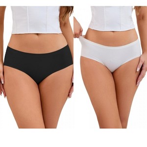 INSPIRE CHIC 2 Pcs Women's Mid-Waisted Panties Full Coverage No Trace Comfortable Briefs - 1 of 4