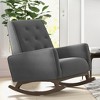 TiramisuBest Elegant Dark Grey Fabric Rocking Chair with Solid Wood Frame, Comfortable Accent Chair for Living Room & Nursery - 4 of 4