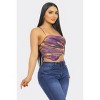 Slickblue Women's Mesh Print Slim Fit Long Sleeve Top, Herringbone Pattern Shirt, Orange Multi or Blue Multi, Size S-L - 3 of 4