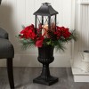Nearly Natural 33-in Holiday Christmas Berries and Poinsettia with Large Lantern and Included LED Candle Set in a Decorative Urn Porch Decor - 3 of 4
