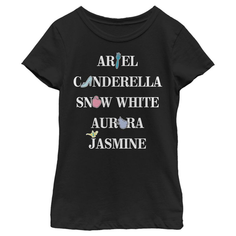 Girl's Disney Character Symbols T-Shirt, 1 of 5