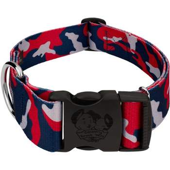 Country Brook Petz 1 1/2 Inch Deluxe Navy Blue and Red Camo Dog Collar Limited Edition
