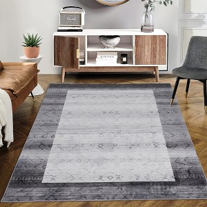 Modern Bordered Rug Washable Area Rugs for Living Room Bedroom - 1 of 4