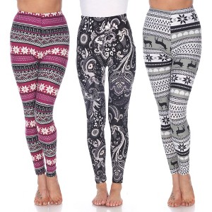 Women's Pack of 3 Leggings - One Size Fits Most - White Mark - 1 of 1