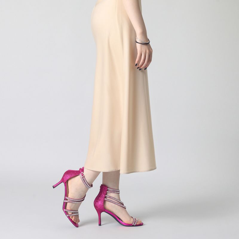 Perphy Women's Ankle Strap Rhinestone Stiletto Heels Gladiator Sandals, 5 of 6