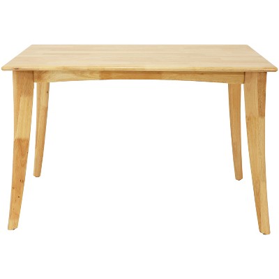 Natural Rubberwood Mid-Century Modern Rectangular Dining Table
