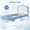 Upholstered Bed Frame With Storage Drawer and Smart Led Headboard, Princess Twin Size Platform Bed Frames for Kids/Girls - 2 of 4