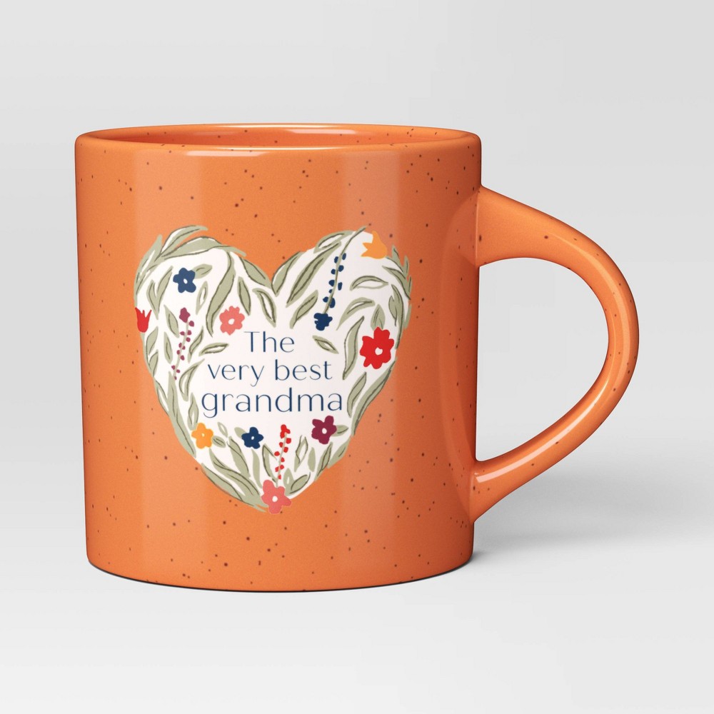 Photos - Glass 16oz Stoneware Heart Phrase/Print Mug Orange - Threshold™