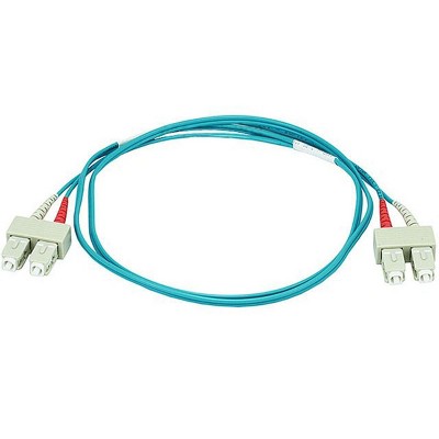 Monoprice Fiber Optic Cable - 1 Meter - Aqua | SC to SC, OM3, 50/125 Type, Multi Mode, 10Gb, Duplex