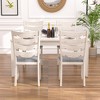 VECELO Rustic Wooden Dining Chairs, Rubber Wood Kitchen Chairs with Padded Seat & Elegant Hollowed Backrest, Gray - 4 of 4