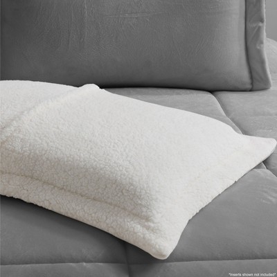 Full Black Reversible Microfiber and Sherpa Comforter Set