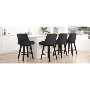 Dyonery Single Swivel Bar Stool with Back & Footrest, 26 Inch Counter Height Barstool for Kitchen Island - 1 of 4