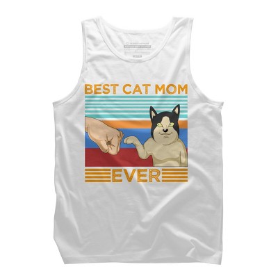 Men's Design By Humans Best Cat Mom Ever Retro Stripes By shirtpublic Tank Top