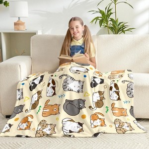 Christmas Cute Cat Flannel Throw Blanket Soft Plush for Couch Sofa Bed Christmas Home Decor Christmas Gift. - 1 of 4