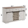 HDZNVF Farmhouse Cabinet with Sliding Barn Door, 58 inch Kitchen Cabinet, Storage Shelves, Antique White - 4 of 4