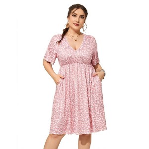 LXT-Plus Size Summer Dress A-Line Swing Floral Party Midi Dresses - 1 of 4
