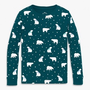 Primary Kids Organic Long Sleeve Pj Top In Holiday Animal Friends - 1 of 1