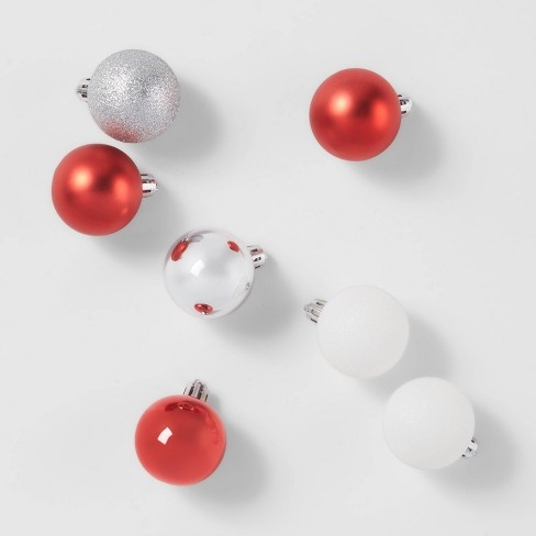 24ct/40mm Christmas Ornament Set Red White &amp; Silver - Wondershop™ : Target