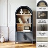66.7"Tall Arched Bookshelf,Modern Bookcase with 3-Tier Storage Shelf & Cabinet,Corner Book Shelf for Space-Saving Living Room - 4 of 4