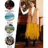 Women's Tulle Fairy Midi Skirt - A-Line Tiered Long Skirt with High Elastic Waist Golden - 3 of 4