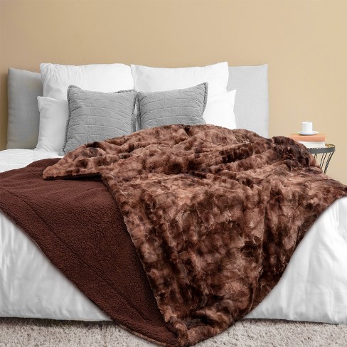 Pavilia Tie dye Faux Fur Throw Blanket Furry Fuzzy Fluffy Shaggy