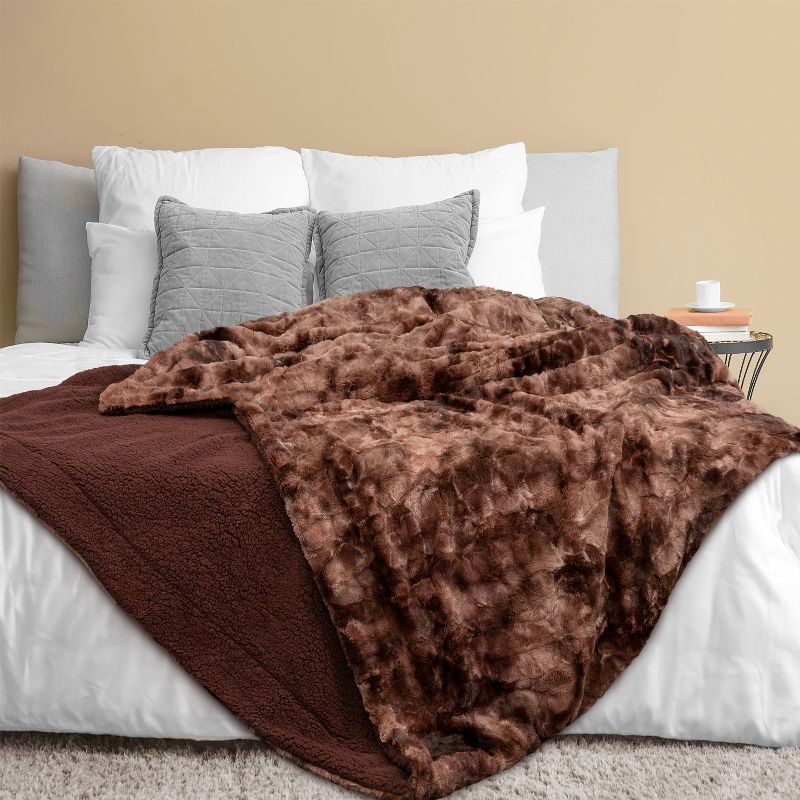 PAVILIA Tie-Dye Faux Fur Throw Blanket, Furry Fuzzy Fluffy Shaggy Plush Warm Reversible Thick for Bed Couch Sofa, 1 of 8