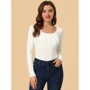 Allegra K Women's Solid Color Ruched Front Scoop Neck Long Sleeve Basic Tops - 2 of 4