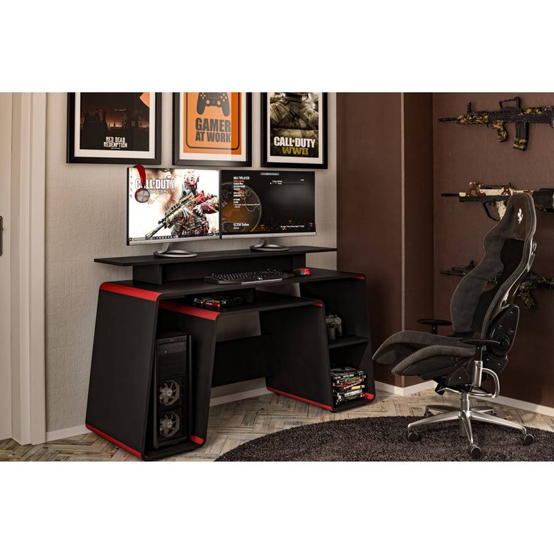 San Diego Gaming Desk Red and Black - Polifurniture, 6 of 10