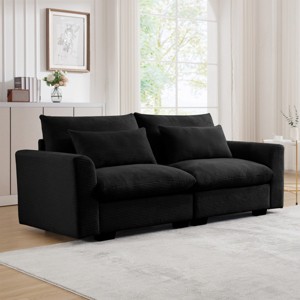 2 Seater Corduroy Sofa, Modular Couch with Deep Seat and Soft Pillows, 86.6" Sectional for Living Room-3irtyhousy - 1 of 4