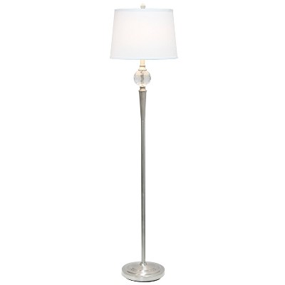 Elegant Silver Crystal Drop Floor & Table Lamp Trio Set with White Shades