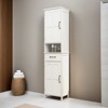 Bathroom Storage,Double Door Narrow Height Slim Floor Standing Cabinet - Leovsnove - 2 of 4