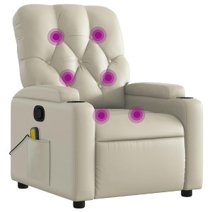 vidaXL Massage Recliner Chair for Elderly - Cream Faux Leather Vibrating Lounger with Manual Recline, Cup Holders - 1 of 4