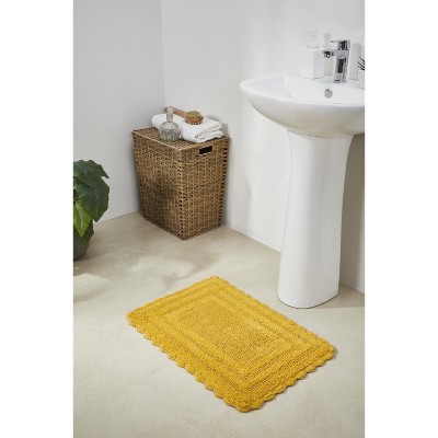 Lilly Crochet Collection 100% Cotton Tufted Reversible 3-Piece Bath Rug Set – Super Absorbent, Machine Washable Bathroom Mats with Crochet Pattern