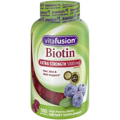 Vitafusion Extra Strength Biotin Gummies - Blueberry - 100ct