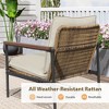HAPPATIO Outdoor Furniture Set, Patio Aluminum Conversation Set with Wicker Seat and Acacia Wood Armrest, Thick Olefin Cushion - 4 of 4