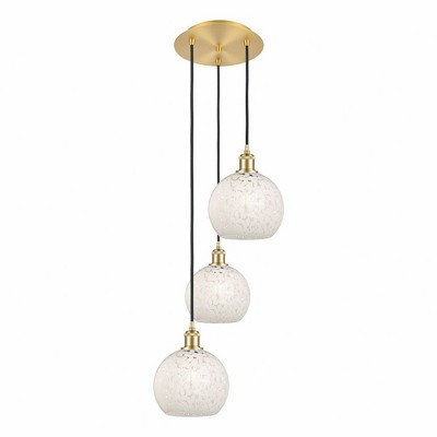 White Mouchette - 3 Light Cord Hung Multi Pendant In Modern Style-36 Inches Tall and 14.5 Inches Wide