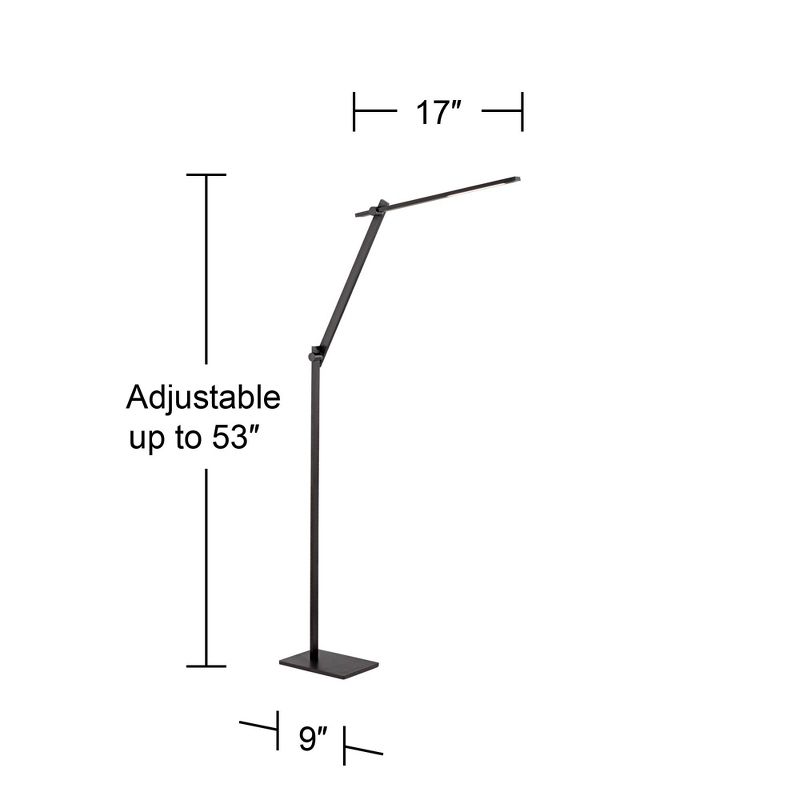 Possini Euro Design Barrett Modern Floor Lamp 53" Tall Anodized Black Metal LED Adjustable Touch On Off for Living Room Reading Bedroom Office House, 4 of 10