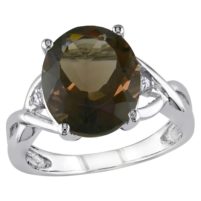 3.75 CT. T.W. Smokey Quartz and .01 CT. T.W. Diamond 3-Prong Setting Ring in Sterling Silver
, 1 of 4