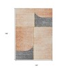 Coral Peach And Gray Abstract Washable Indoor Outdoor Area Rug - 3 of 4