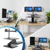 Mount-It! Sit Stand Workstation Standing Desk Converter with Dual Monitor Mount Combo, Ergonomic Height Adjustable Tabletop Desk, Black - 2 of 4