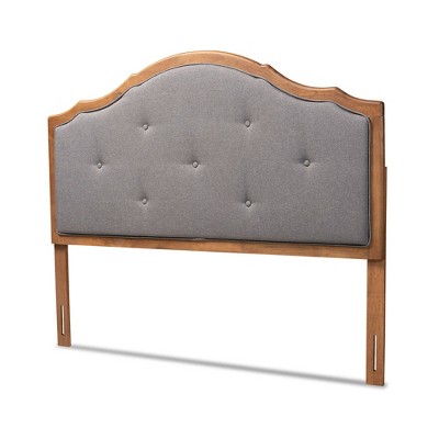 Queen Gala Fabric Upholstered Wood Arched Headboard Dark Gray/Walnut Brown - Baxton Studio