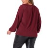 Agnes Orinda Women's Plus Size Glitter Sparkle Keyhole V Neck Long Sleeve Pleated Party Tops - 4 of 4