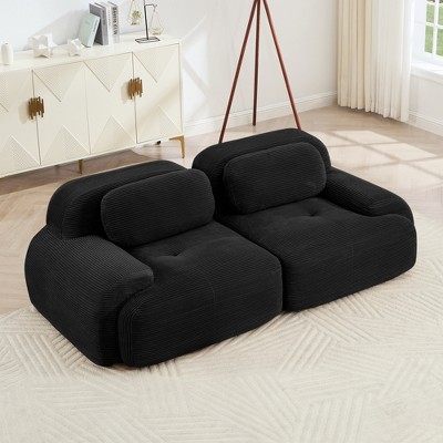 Aukfa Modular Corduroy Sectional Sofa with Ergonomic Support - Pet Friendly, Easy Assembly, Non-Slip Base Design