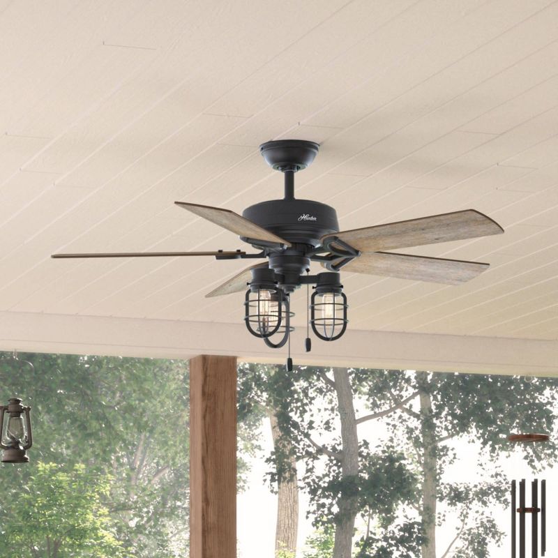 52&#34; Starklake Damp Rated Ceiling Fan Iron (Includes LED Light Bulb) - Hunter Fan, 4 of 14