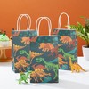 Blue Panda 24 Pack Dinosaur Goody Bags with Handles, 5.3x3.2x9 Inch for Kids Birthday, Party Favors, Treats, Fossil Print Design - 2 of 4