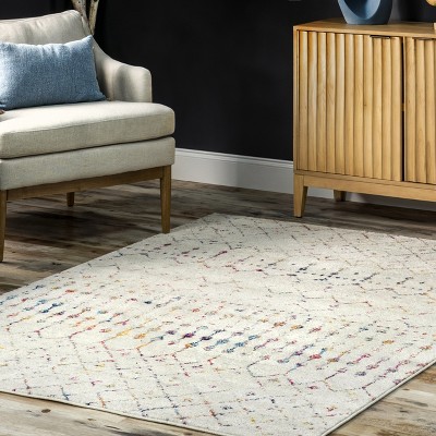 Elevated Trellis 4' Square Light Multi Synthetic Accent Rug