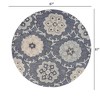 5' Blue And Gray Round Wool Hand Tufted Area Rug - 3 of 4